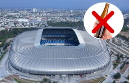 Imagen que muestra el estadio BBVA o Monterrey sin permitir uso de alcohol afuera.