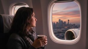 Persona viajando de Monterrey a Dallas en avión