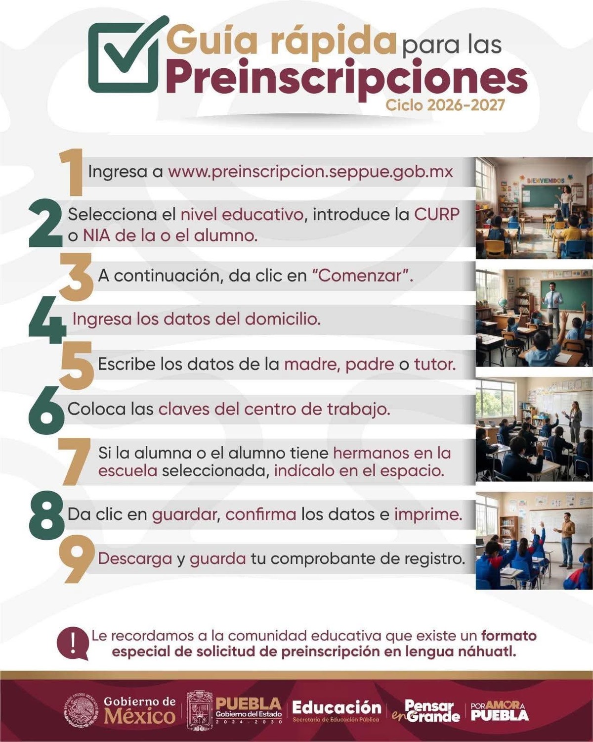 comunicado preinscripciones en Puebla