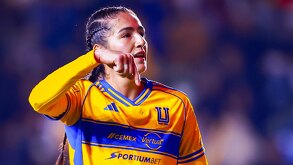 Diana Ordoñez festejando el empate de Tigres a Pachuca en la jornada 6 del Clausura 2026 de la Liga MX femenil.