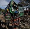 Camión de transporte público accidentado