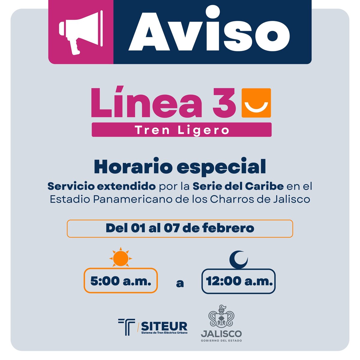El tren ligero de Guadalajara modifica horarios por Serie del Caribe 2026