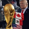 Collage de Donald Trump, agentes de ICE y la copa del mundo 2026