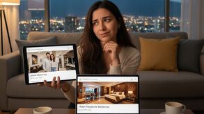 Persona decidiendo entre hotel y Airbnb