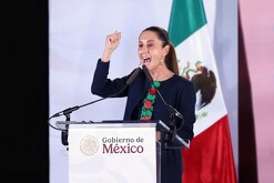 Claudia Sheinbaum en reunión de visita anterior en Nuevo León.