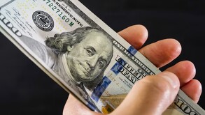 Persona sosteniendo unos dólares.