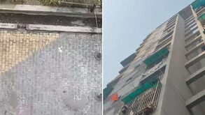 Edificio del que tres hermanitas cayeron y perdieron la vida en India.