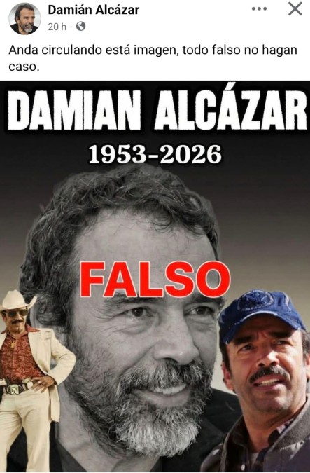 La cuenta de Facebook de Damián Alcázar tambien habló sobre las ediciones de fotos con IA.