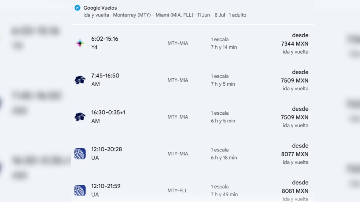 Vuelos Monterrey Miami