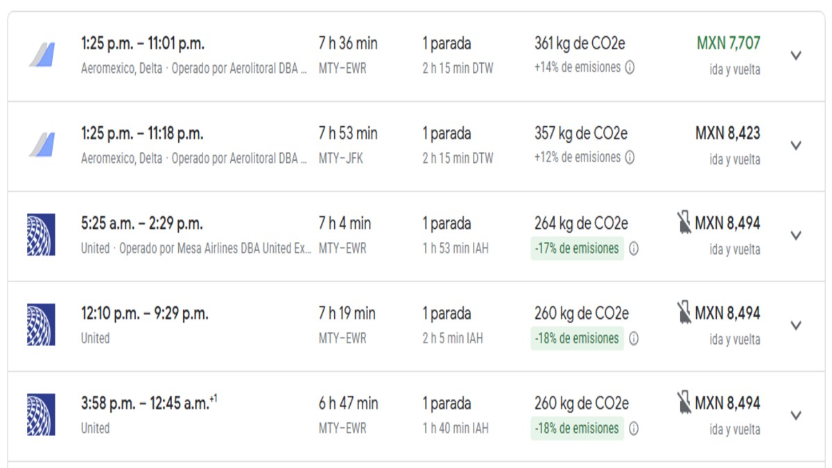 La opción más económica es una combinación de Aeroméxico y Delta