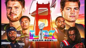 Jugadores de Patriotas y Seattle en el Super Bowl LX.