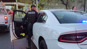 El vehículo utilizado por el falso escolta durante su circulación por Avenida Lázaro Cárdenas.