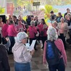 Maestros jubilados Sección 50 protestando en Congreso de Nuevo León.
