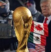 Collage de Donald Trump, agentes de ICE y la copa del mundo 2026