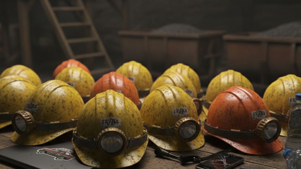 Foto de cascos generada con IA.