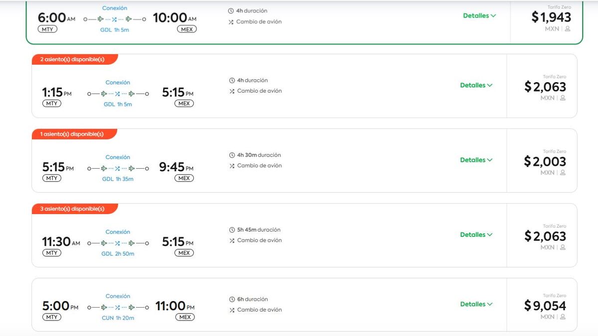 Precios de vuelos Viva Aerobus.