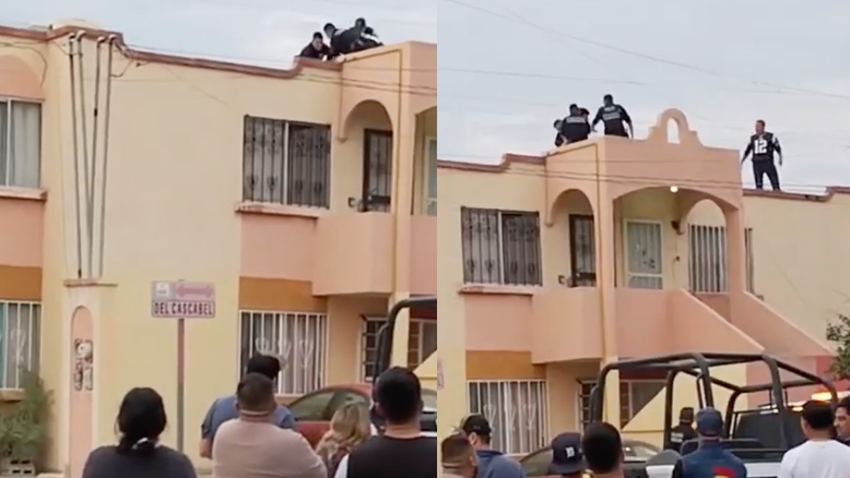 Individuo siendo detenido en azotea de la colonia Santa Fe.