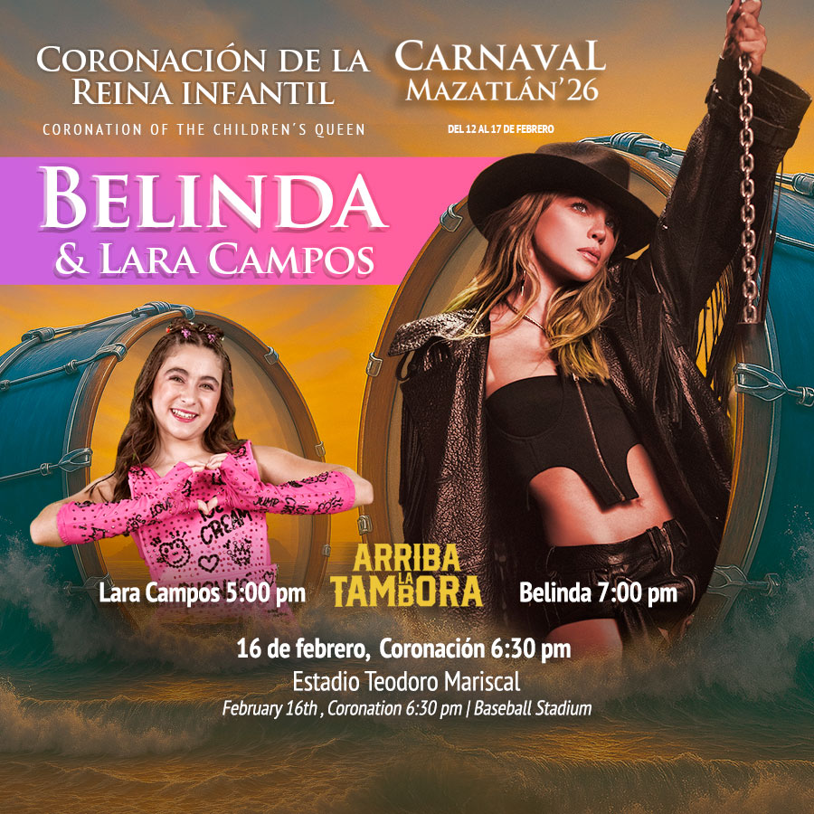 Cartel Belinda en coronación infantil Mazatlán