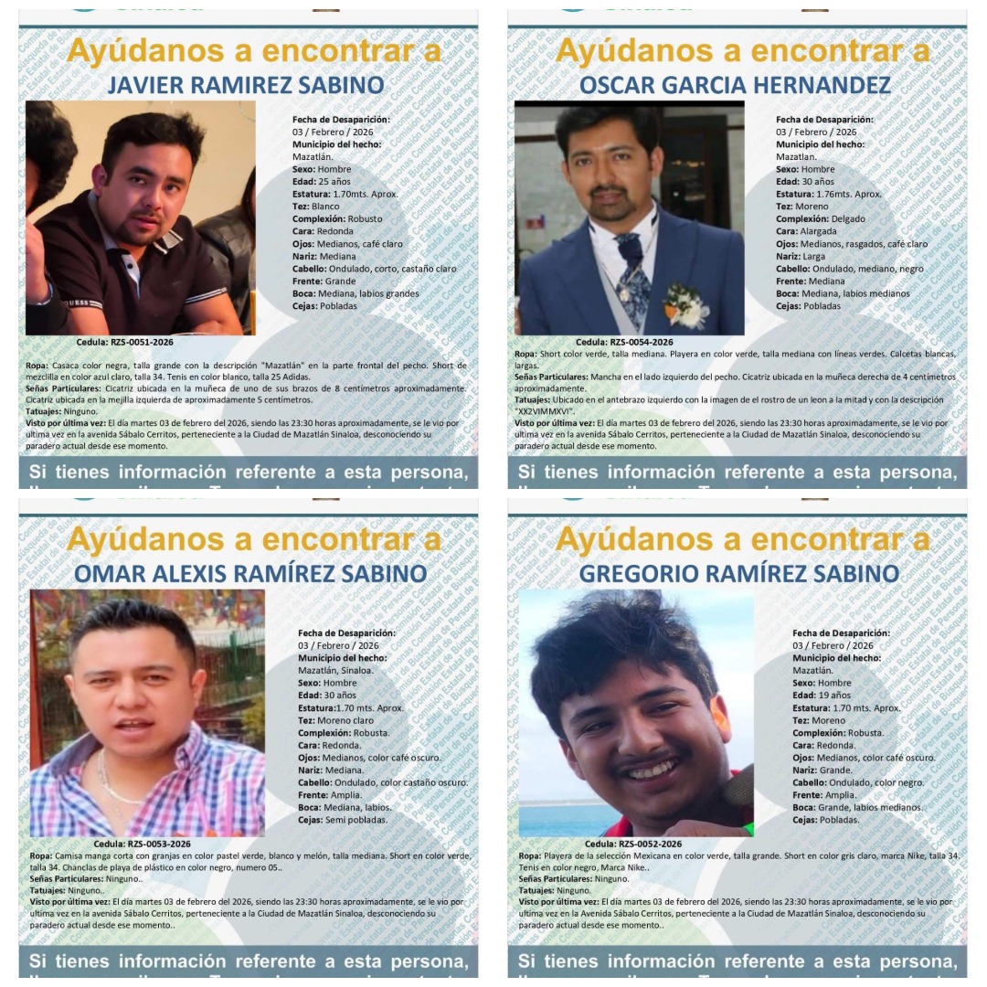 Familia desaparecida en Mazatlán, Sinaloa