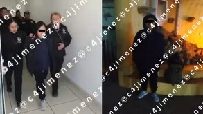 Policías deteniendo a Gaby ‘N’ por atropellar y arrastrar a Roberto en Iztapalapa.