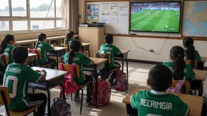 Niños viendo el Mundial 2026 en las escuelas de la Ciudad de México.