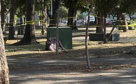 Parque Morelos con cintas de advertencia