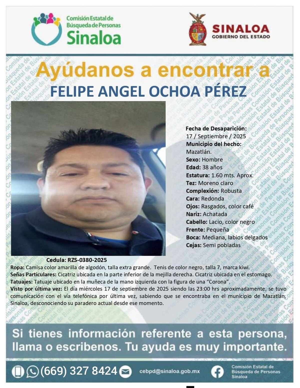 ficha de personas desaparecidas.