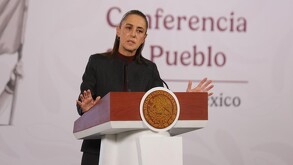 Sheinbaum durante la conferencia de prensa matutina sobre el ataque en el rancho de los Aguilar.
