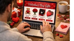 persona comprando en línea para San Valentín