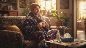 Persona enferma de tos o gripe recibiendo vacuna contra sarampión