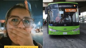 Regia llorando por no subirse a camión