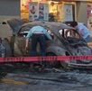 Incendio de carro afuera de tienda de Santa Catarina