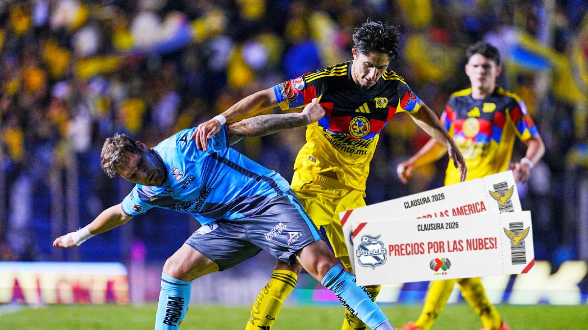 Jugadores de Puebla y América en un partido de Liga MX.