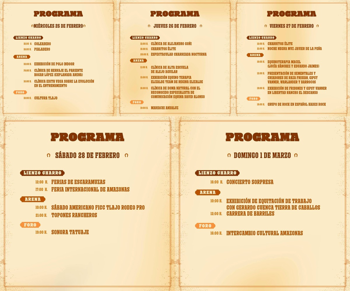 Flyer oficial del FICCTlajo 2026 con el calendario de eventos con fecha y horario parte 2