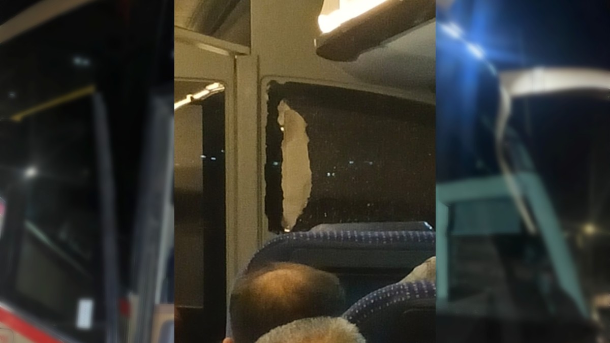 El autobús de la empresa Primera Plus presentó daños en el parabrisas tras recibir el impacto de una piedra en la autopista Guadalajara–Colima.