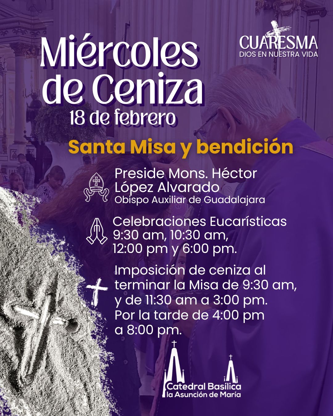 La Catedral de Guadalajara se prepara para la Imposición de Ceniza este miércoles.