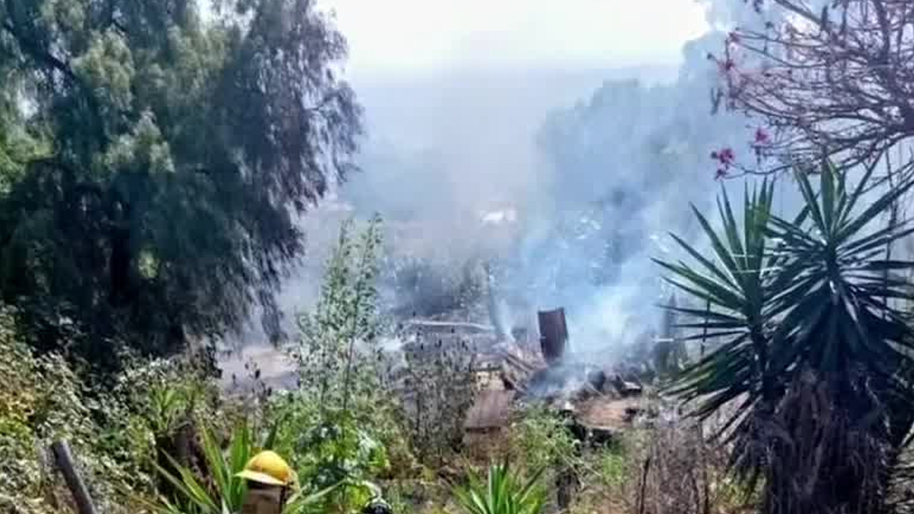 Bomberos rescataron a cinco cachorros atrapados durante un incendio en la colonia Adolfo López Mateos, en Atizapán de Zaragoza.