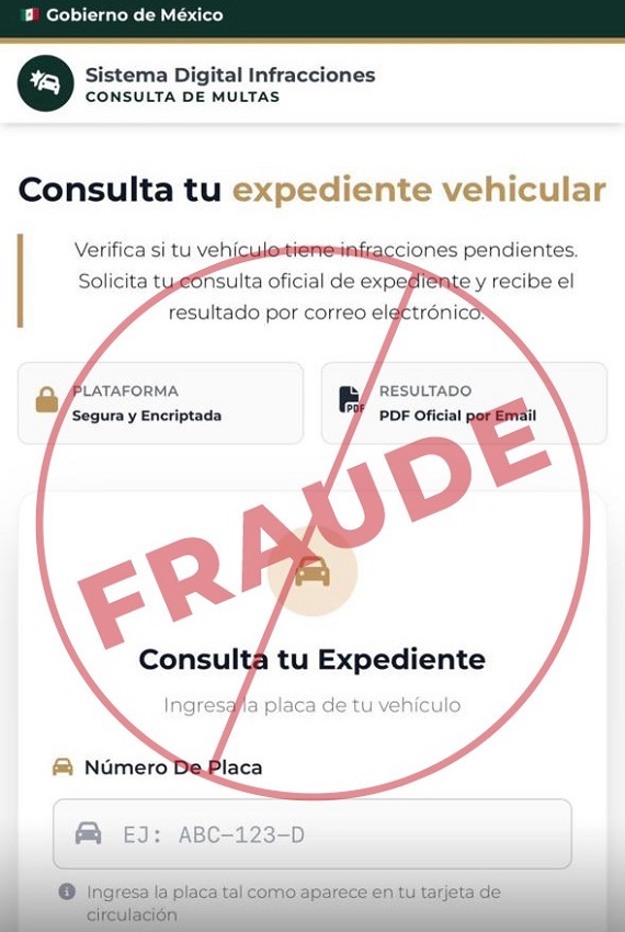 Página falsa del Gobierno de Puebla mediante la que se comenten fraudes.