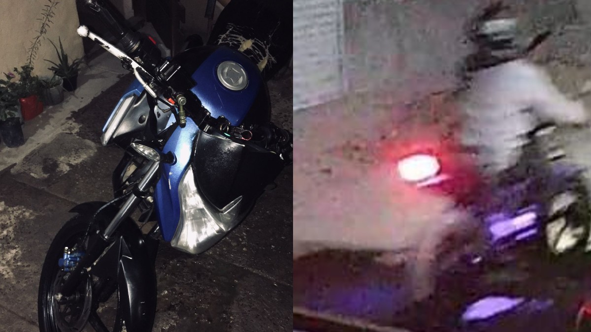 Foto de la motocicleta robada e imagen del presunto ladrón.