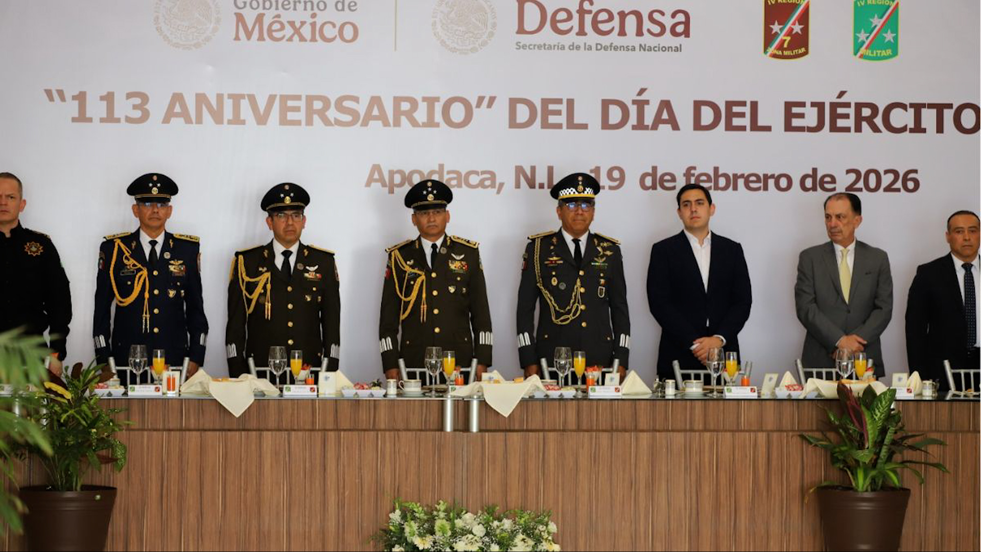 El General Tomás Amador Ramírez, comandante de la 7.ª Zona Militar, encabezó el aniversario del Ejército en Nuevo León.