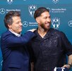 Sergio Ramos en su presentación con Rayados junto a Tato Noriega.