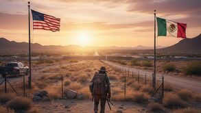 Pesona caminando fronte de USA