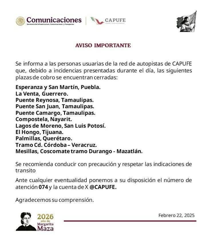 Comunicado Capufe