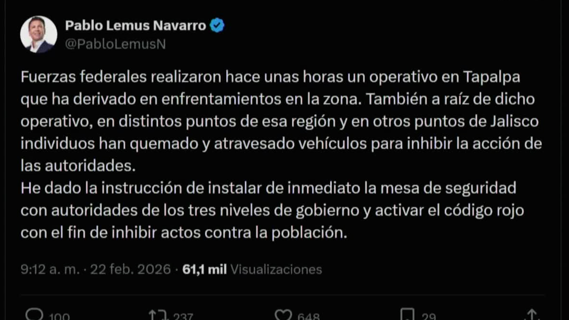 Autoridades instan a mantenerse a salvo en los hogares para evitar descensos. Se presume muerte de un líder.