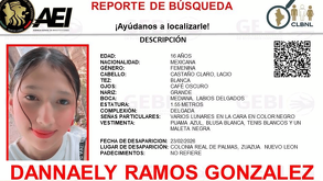 Ficha de búsqueda de desaparición de Dannaely Ramos Gónzalez