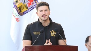 Gobernador de Nuevo León en lanzamiento de programa se seguridad en Carretera Nacional.