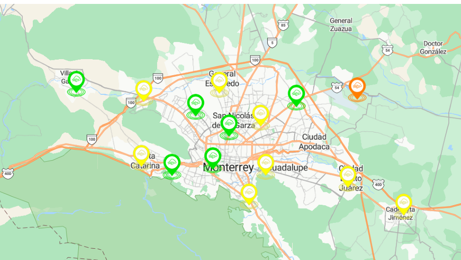 Calidad del aire en Nuevo León al corte de las 15:00 horas