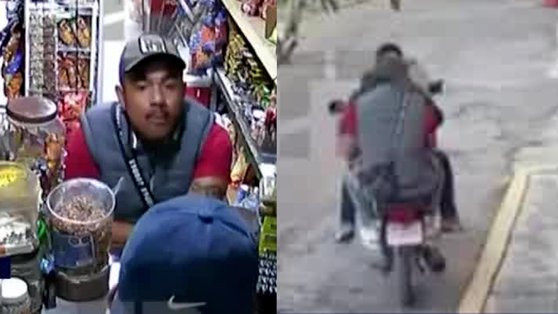 En la colonia Los Periodistas Revolucionarios, cámaras de seguridad muestran al hombre amenazando al empleado de la tienda de abarrotes.