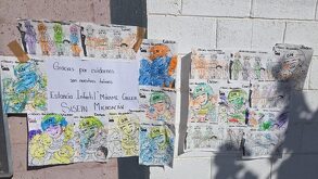 Con dibujos, niños y madres agradecen a la Guardia Nacional en Michoacán.