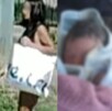 Bebé recién nacido e imagen del video de la madre abandonándolo.